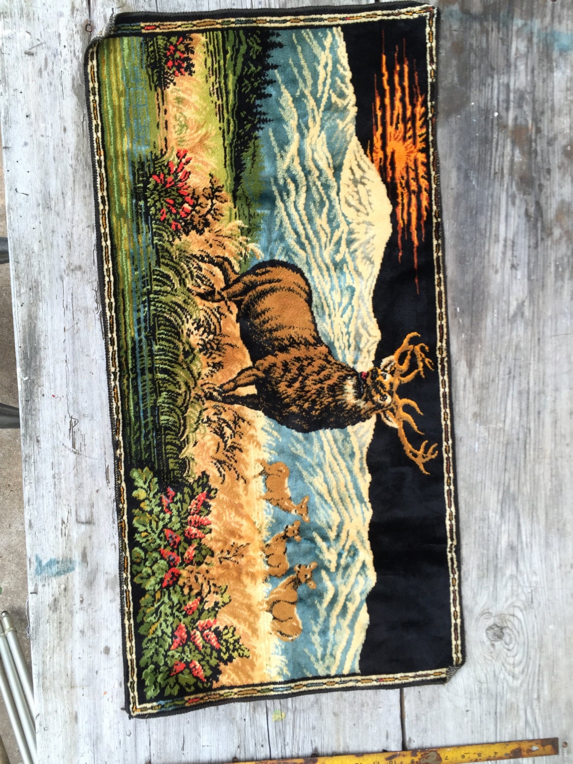 SALE Deer stag tapestry rug wall hanging by AntiqueJewelrySupply