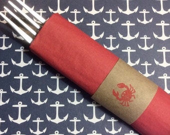 Nautical Wedding Decoration - Nautical Napkin Rings - Maryland Crab - Party Decoration - Kraft Paper