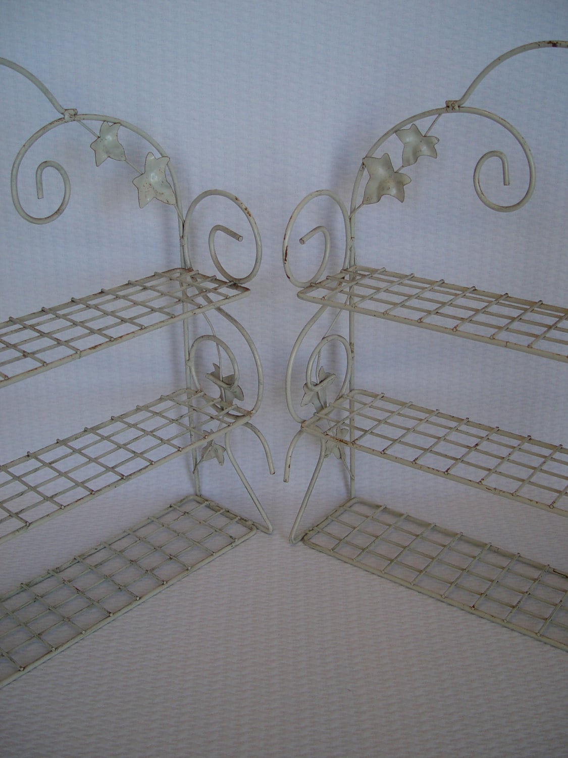 Pair of Shabby Chic Shelves Indoor Outdoor Planter Shelves