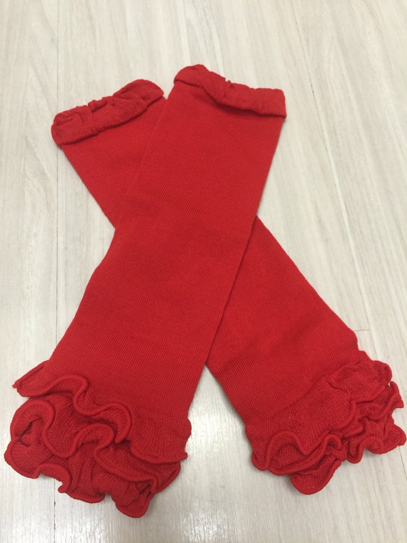 Red Ruffle Leg Warmers Girl Triple Ruffle Leg by