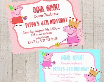 Peppa Pig Birthday Invitation- Sesame Street Birthday Invitation- Birthday Invitation- George Pig- Pig Birthday-Birthday Party