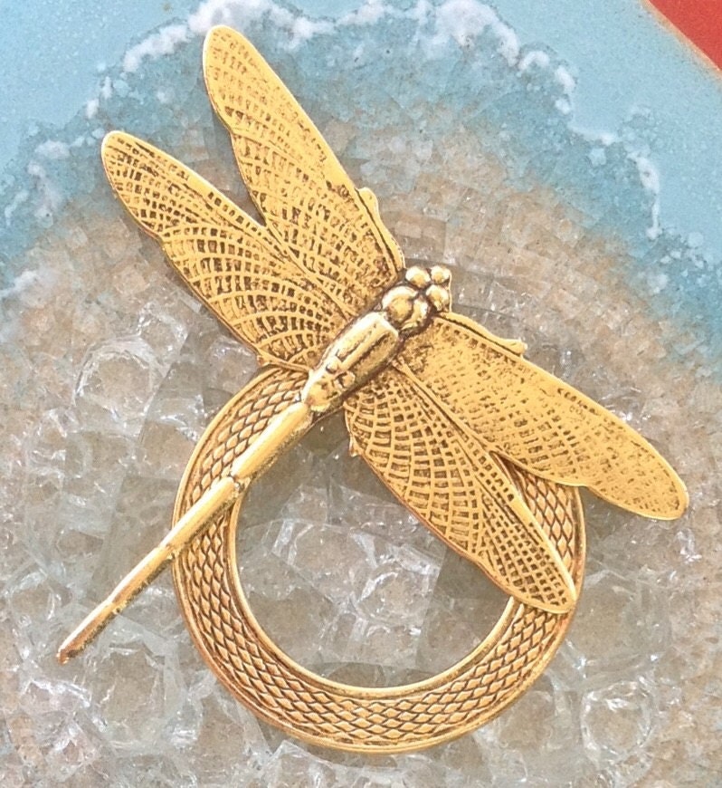 Dragonfly Eyeglass Holder Pin Brooch Loop Ring by WhimsiesByMarsha