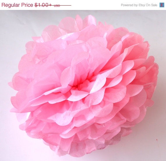 ON SALE 1 High Quality PASTEL Pink Tissue Pom by PomPomsforParties