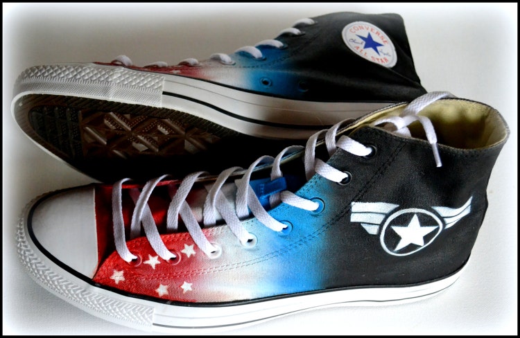 Mens Captain America Shoes Custom Made Superhero by PricklyPaw