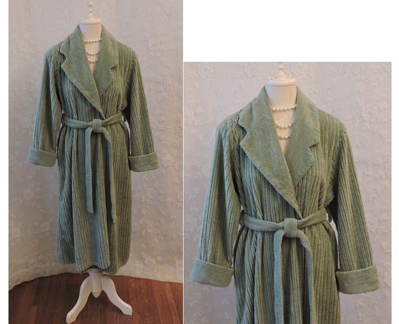 Chenille Robe Sage Green Wrap Robe Kinnaird Made in