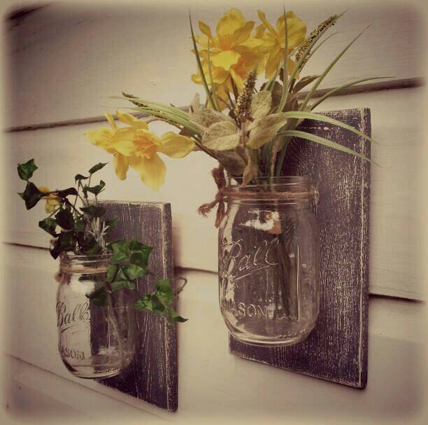Pair of hanging Mason Jar vases...grey by Wegotyoursomething
