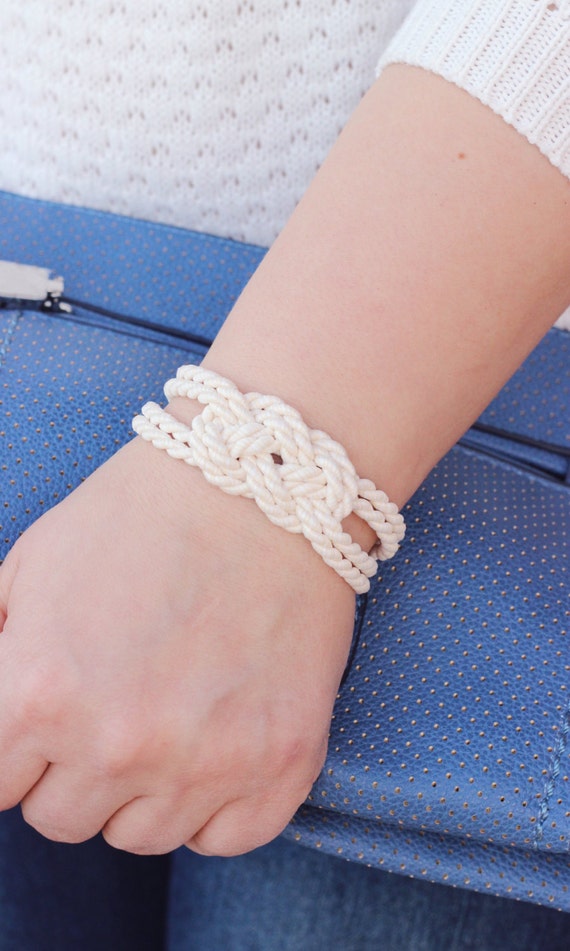 Ivory White Bracelet Knot Bracelet White Bracelet by NaTavelli