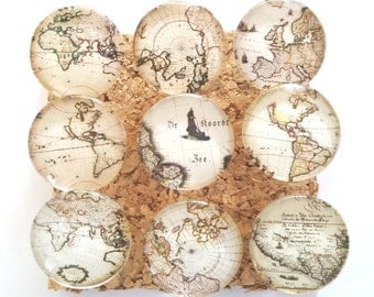 Map Push Pins, Glass Push Pins, Decorative Push Pins, World Maps Push Pins, Vintage Maps Push Pins, Decorated Thumbtacks, Pretty Tacks, Maps