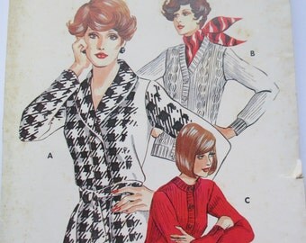 K Vintage Kwik Sew ladies Cardigan paper pattern 504 size S-M-L-XL uncut