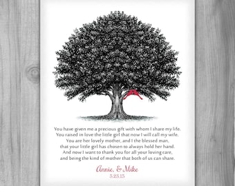 Mother of Bride Gift from Groom or Gift to Parents, Poem for Mother In Law to Be Personalized Print Black White Red