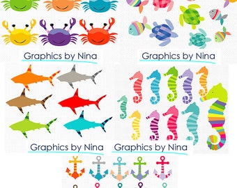 INSTANT DOWLOAD Under the Sea Clipart Bundle Scrapbooking Personal and Commercial Use
