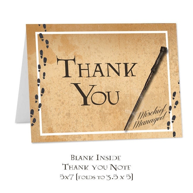 Harry Potter Thank You Note Blank Inside Instant Download