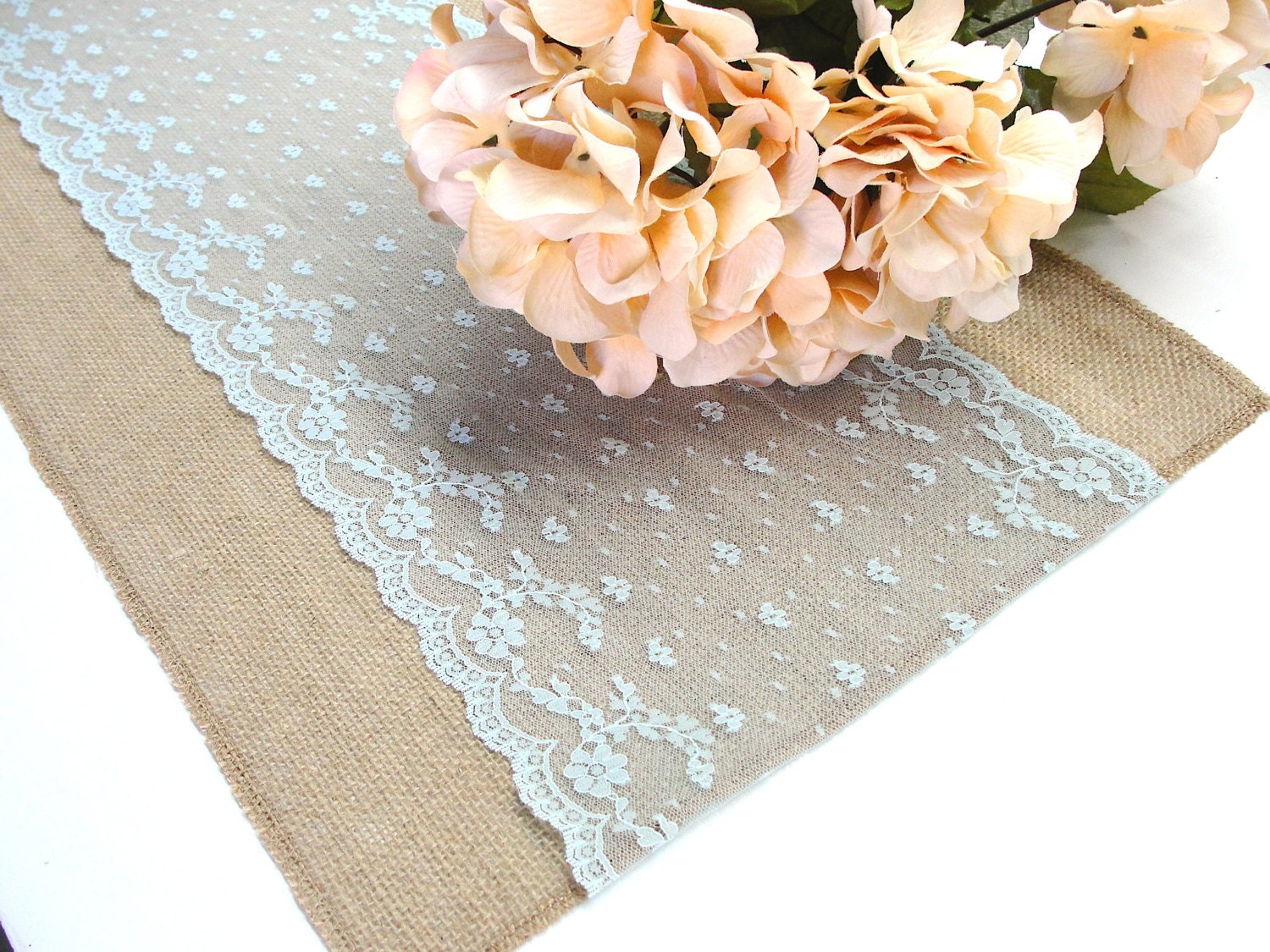 Wedding table runner dusty blue lace wedding by HotCocoaDesign