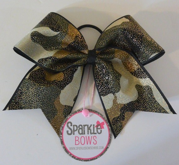 Holographic Camouflage Camo Large Cheer Bow by SparkleBowsCheer