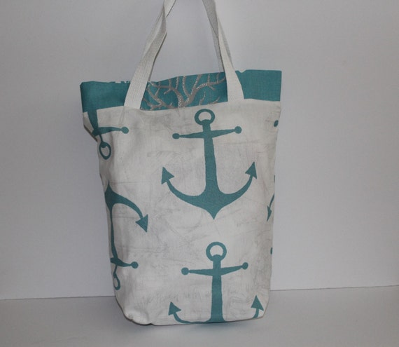 Anchor Tote Bag Beach Bag Blue Anchor Nautical By Urbanthreader 