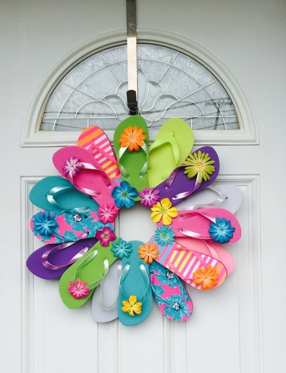 Handmade Flip Flop Wreath Door Wall Decor by PoppiesBlossom