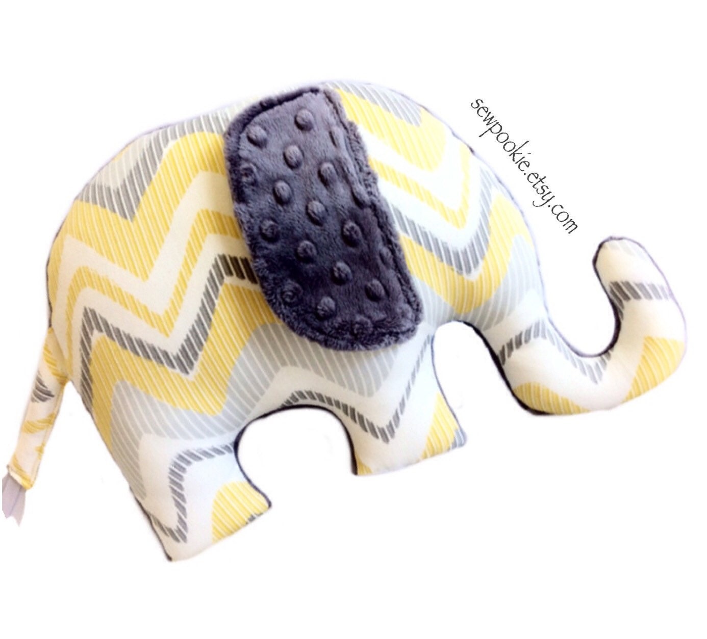 SALE Elephant Pillow / Zoo Nursery / Yellow Grey Elephant