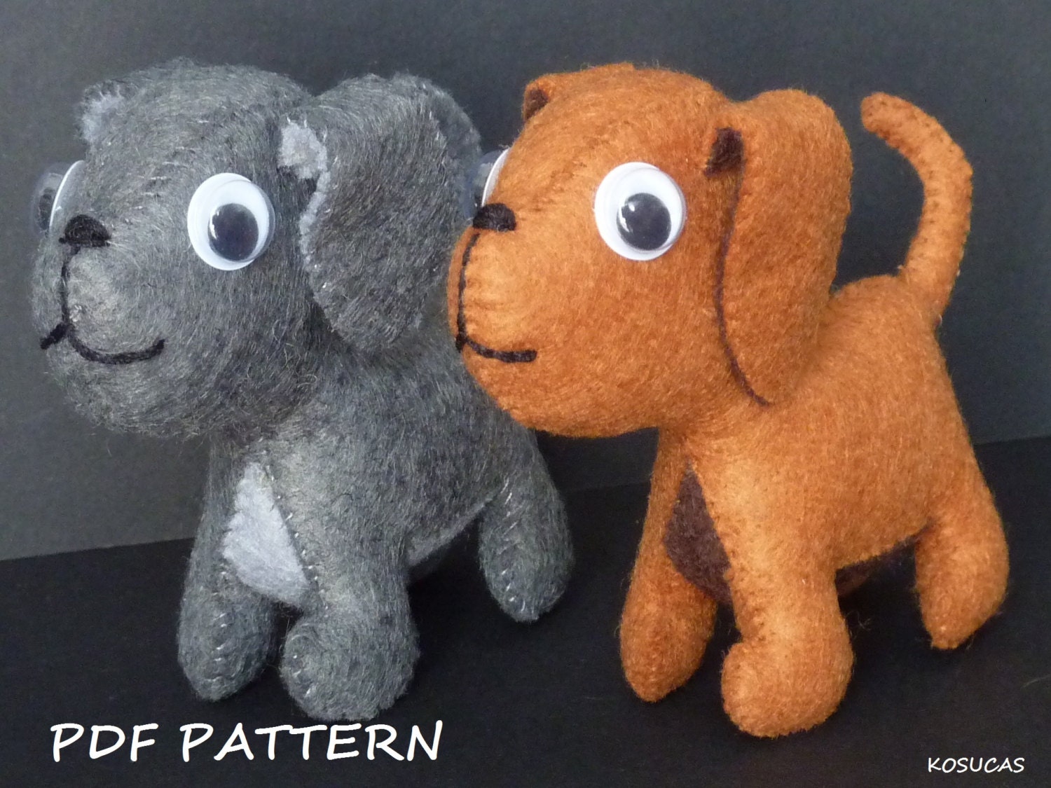 PDF pattern to make a little felt dog.