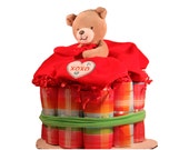Teddy Bear Baby Shower Diaper Cake - Baby Diaper Cake Gift - Gender Neutral Baby Gift Teddy Bear Baby Shower Diaper Cake - Baby Diaper Cake Gift - Gender Neutral Baby Gift