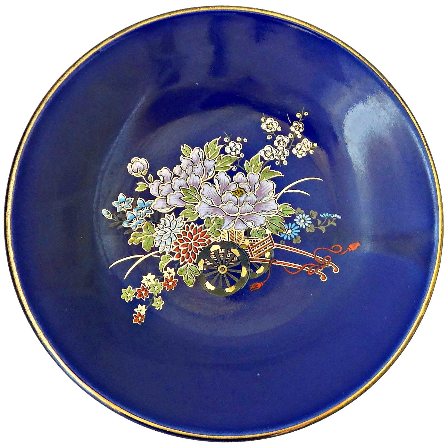 60 OFF Kutani Japan Plate Cobalt Blue Floral by EclecticVintager