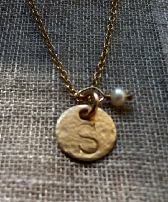 Hand Hammered & Hand Stamped 14K Gold Filled Initial "S" Necklace