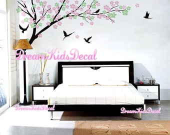 Tree wall Decal Wall Sticker Baby Nursery Decals-Cherry Blossoms Tree Branch Decal with Birds-DK174