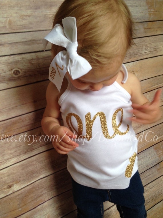 Gold One Birthday Tank Top/Baby Girl 1st Birthday Gold Tank