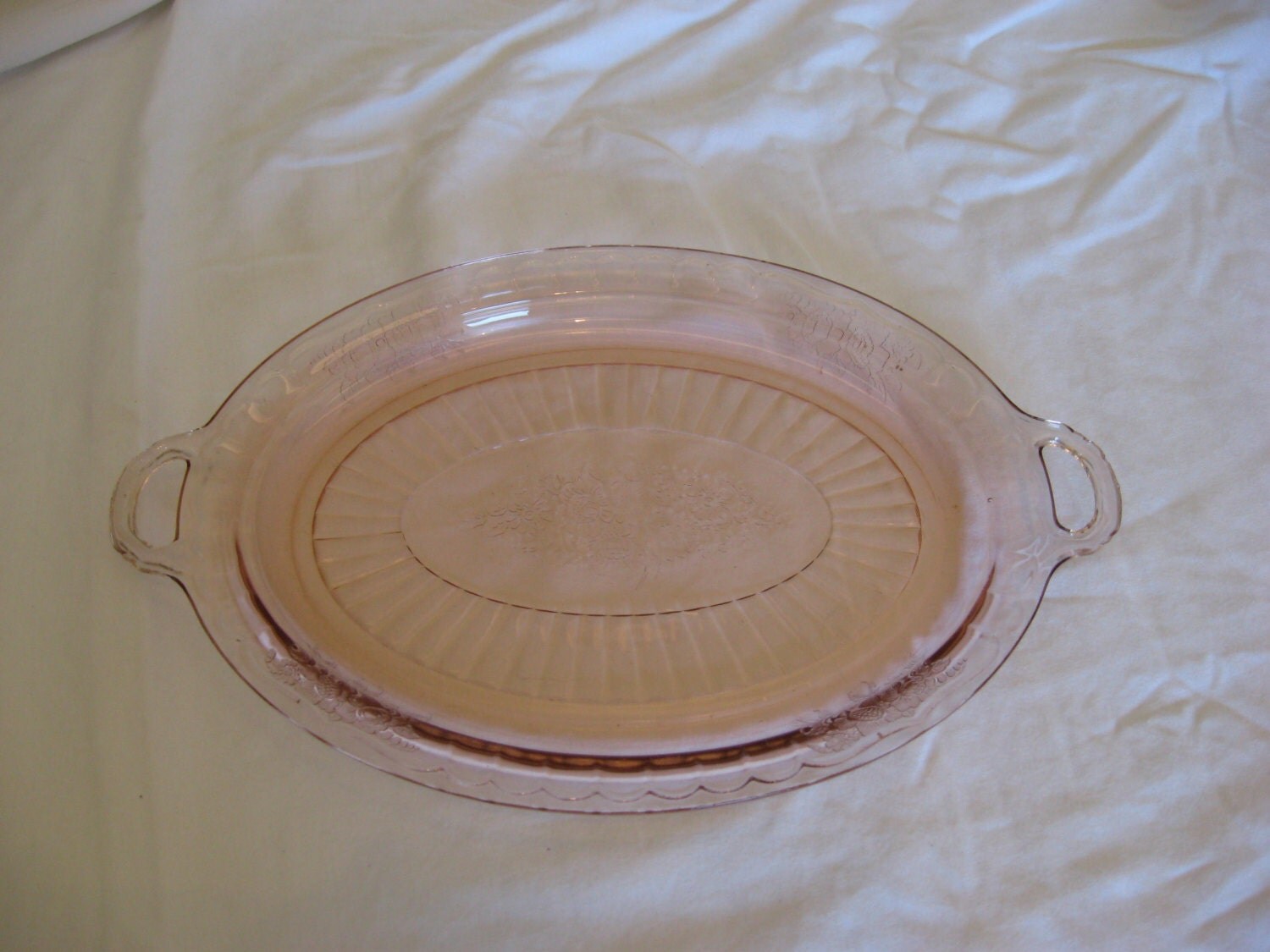 Pair of Pink Depression Glass Open Rose Pattern by ArtbyJillBrown