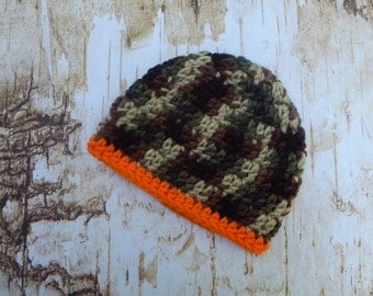 Baby Camo Hat, Baby Boy Camo Hat, newborn Photography Prop, camouflage baby hat, knit camo hat