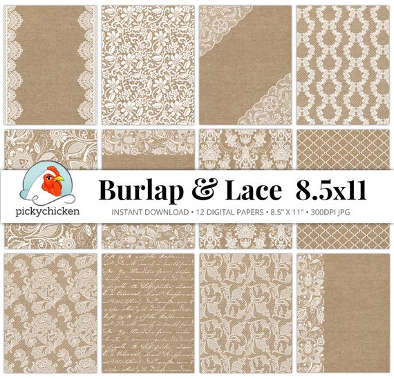 Download Burlap Lace Digital Paper 8.5x11 Burlap & Lace rustic