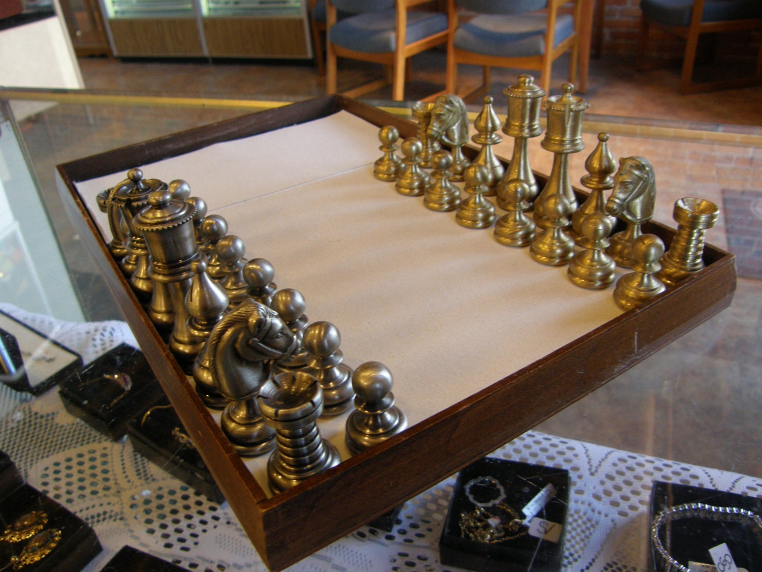 High Quality Pewter & Brass Chess Set Made In by MAINSTREETCOINS