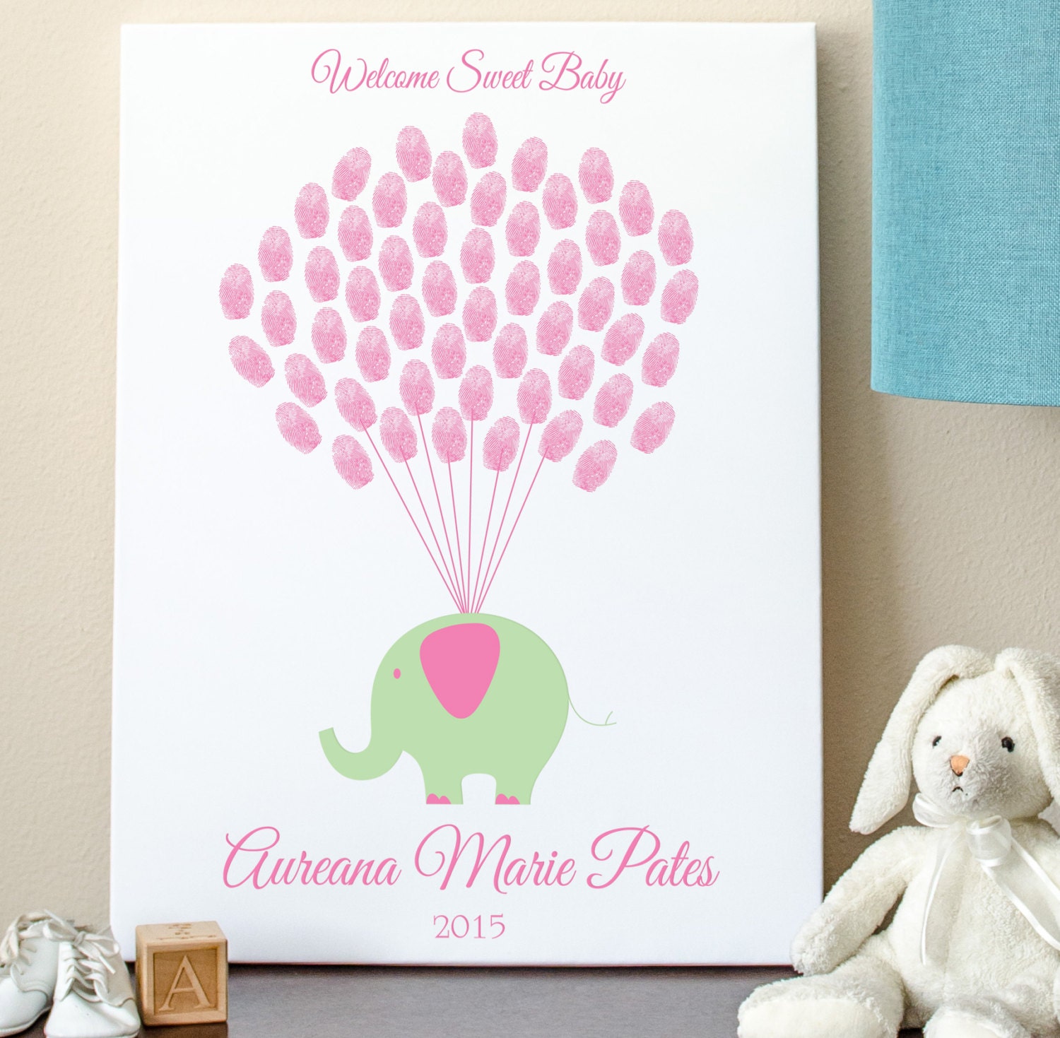 Baby Guest Book Balloon Fingerprints by MadeForKeepsShop on Etsy