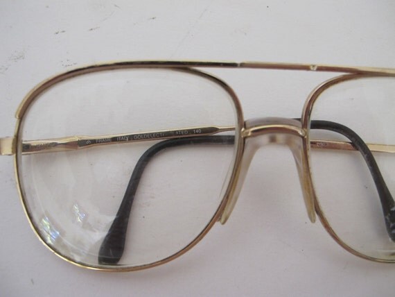 Luxottica Eyeglasses Aviator Gold Frame 1970 1980 Aviator