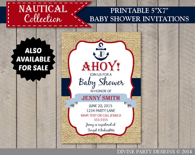 SALE INSTANT DOWNLOAD Nautical Baby Shower Ahoy It's a Boy Banner/ Printable Diy / Nautical Boy Collection / Item #603