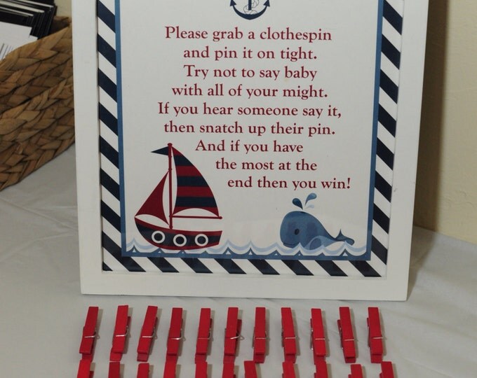 SALE INSTANT DOWNLOAD Nautical 8x10 Baby Pin Game Sign / Printable / Nautical Collection / Item #611