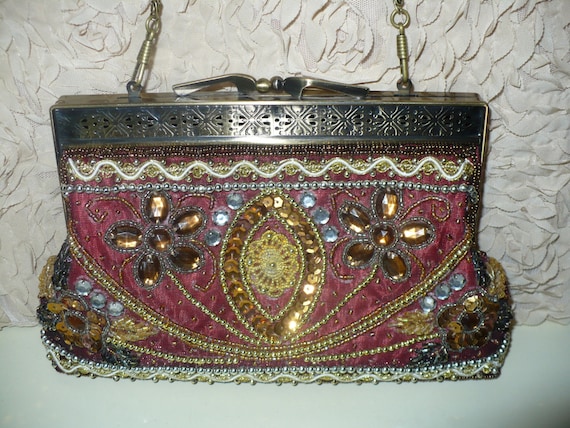 Parisian Style Vintage Jewelled/Beaded Evening Bag/Clutch/Purse ...