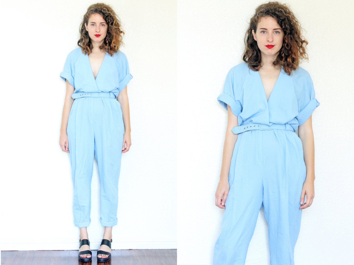Vintage 80s Jumpsuit 80s Lightweight Gauzy by CoasttoCoastVintage