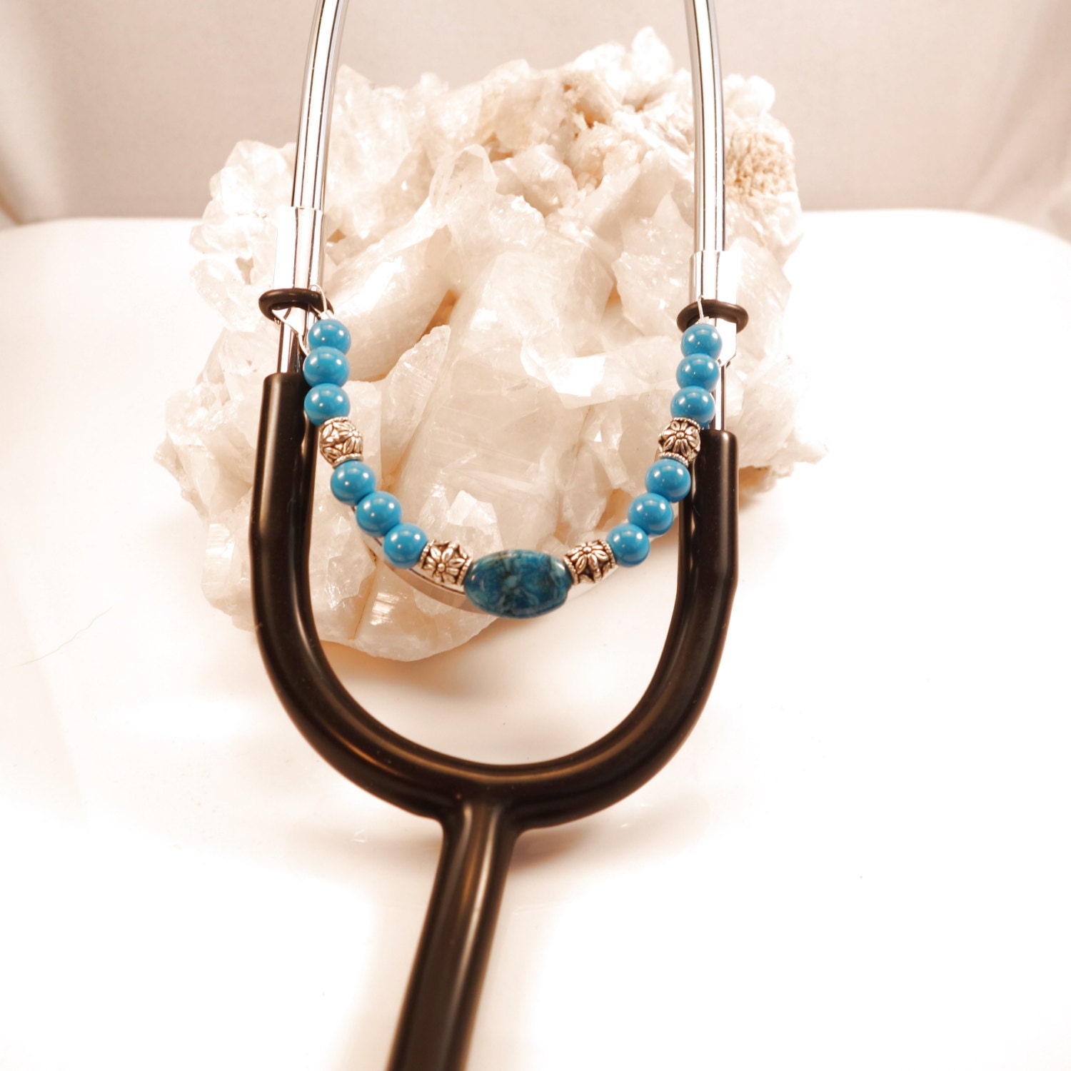 Women's Beaded Stethoscope ID Tag Pendant Charm Jewelry