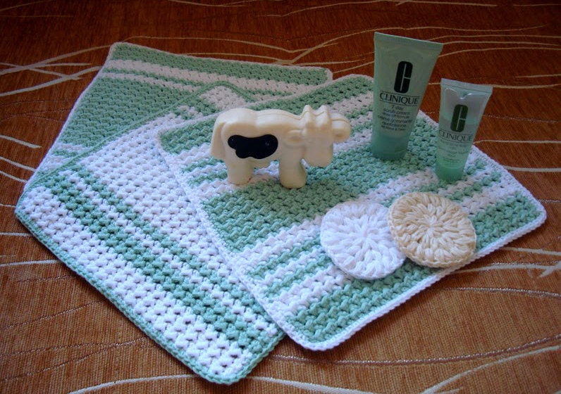 rags face wash Wash in Crocheted Set and Mint Cloths White Face Cloths Dish rags face wash Wash in Crocheted Set and Mint Cloths White Face Cloths Dish