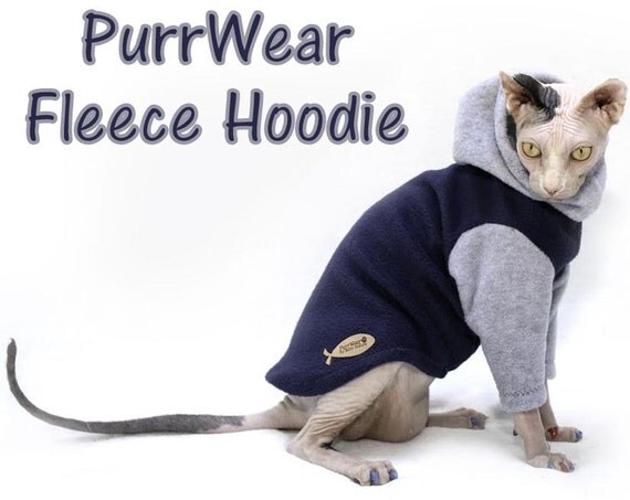 PurrWear Cat Clothing for Sphynx Hoodie Long Sleeve Style