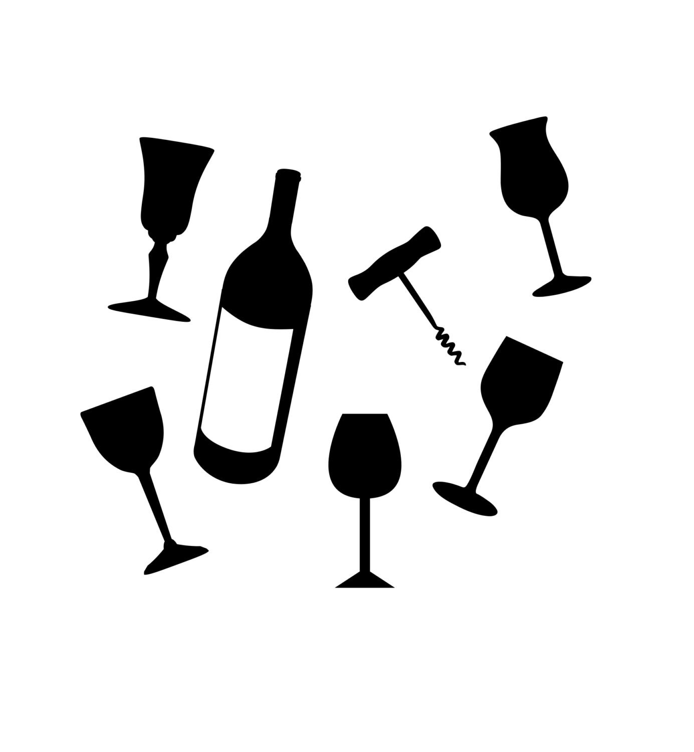 Wine Glass Collection Vinyl Wall Decals Set of 7 Great For