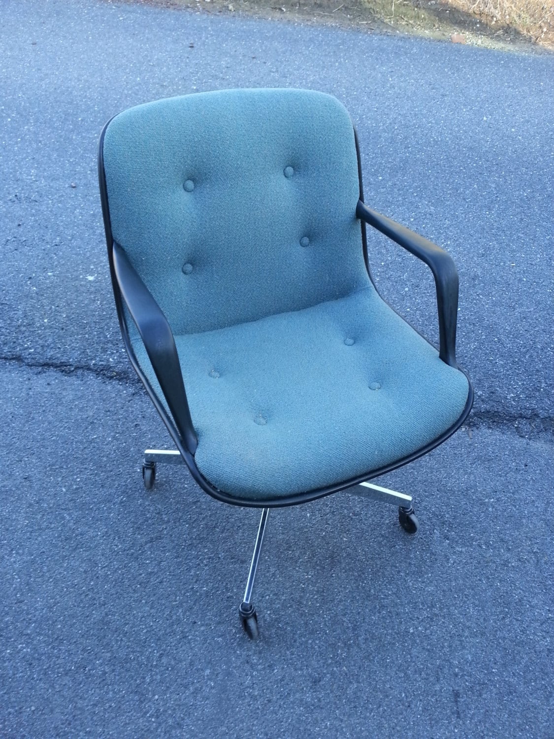 Vintage Steelcase Office Chair Pollock Style Blue Green Fabric