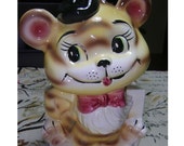 Tiger Cat Planter Vintage Porcelain Tiger Figurine Kitsch 50s Japan Kawaii Cat Statue Home Decor Ceramic Kitty Tiger Cub Baby Nursery Decor