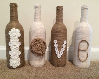 Love Twine wrapped wine bottle decor!