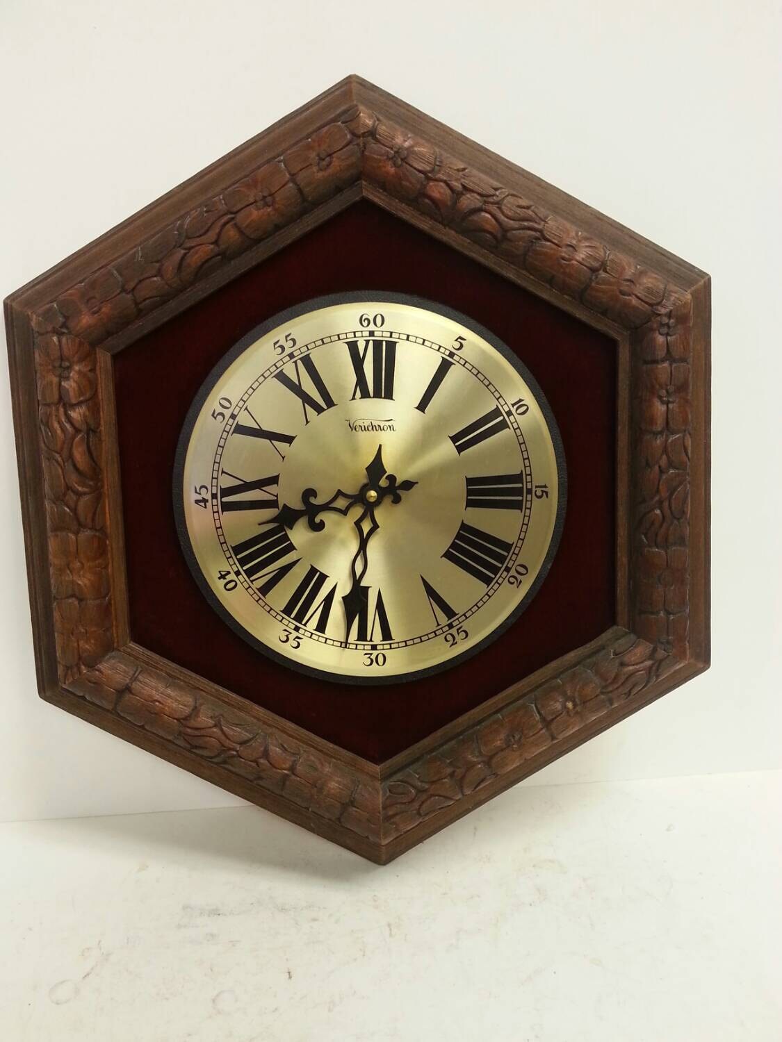 Free Shipping Vintage Verichron Wood Wall Clock Mid Century