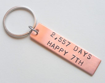 Copper Anniversary Keychain, Couples Keychain, Boyfriend Gift, Gift for Husband, 7 Year Anniversary Gift, Keychain, Customized Keychain, GPS