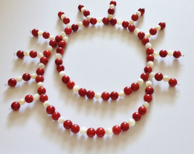 red coral and shell memory wire necklace