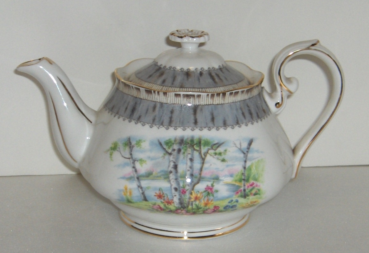 Royal Albert Silver Birch Teapot Bone China Made in England