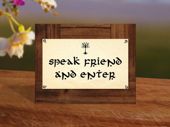 Lord of the Rings "Speak friend and enter" sign - Printable instant ...