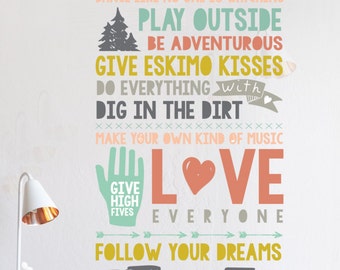 Wall Decal - Kids Rules - Wall Sticker - Room Decor